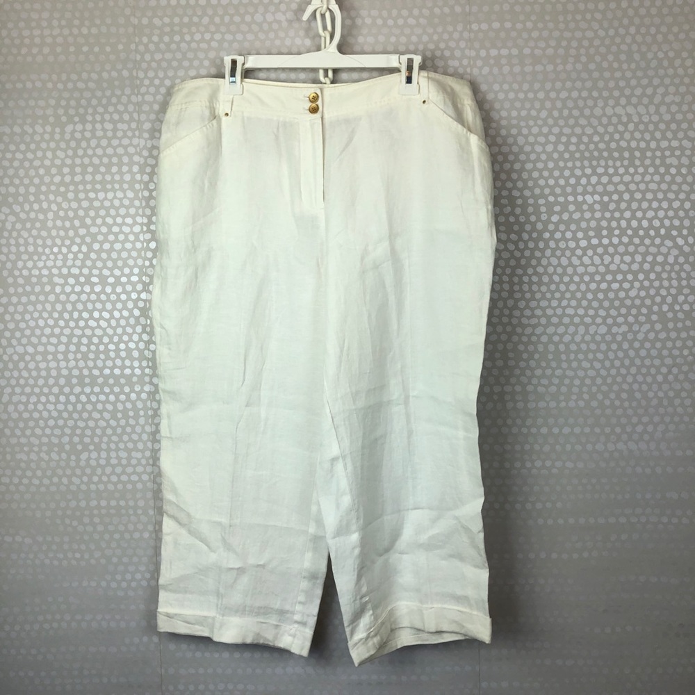 NWT Jones Of New York White Linen Capris, 16W